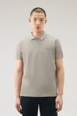 Polo>Woolrich Polo Mackinack Tinta In Capo In Piqu&eacute; Di Cotone Elasticizzato Rope