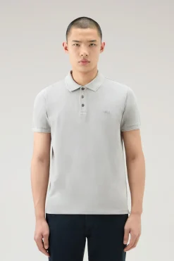 Polo>Woolrich Polo Mackinack Tinta In Capo In Piqu&eacute; Di Cotone Elasticizzato Mineral Grey