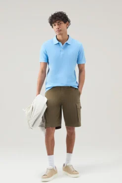 Polo>Woolrich Polo Mackinack Tinta In Capo In Piqu&eacute; Di Cotone Elasticizzato Alaskan Blue
