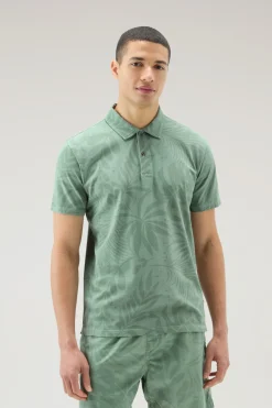 Polo>Woolrich Polo Tinta In Capo In Cotone Elasticizzato Con Stampa Tropical Sage Flower