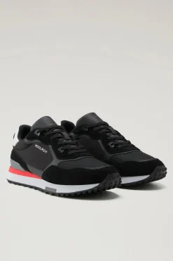 Sneakers>Woolrich Retro Sneakers In Pelle Con Dettagli In Nylon Black Black