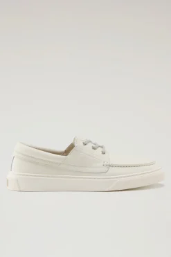 Scarpe da barca e sandali>Woolrich Scarpe Da Barca In Pelle Bottalata Cream