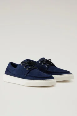 Scarpe da barca e sandali>Woolrich Scarpe Da Barca In Pelle Scamosciata Blue