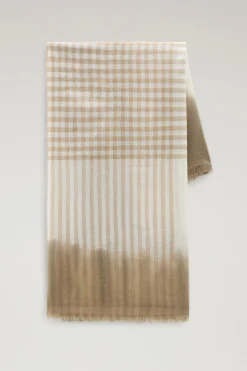 Sciarpe>Woolrich Sciarpa In Misto Lana E Cotone Con Motivo Micro Check Light Oak Check