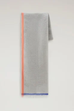 Sciarpe>Woolrich Sciarpa In Misto Lino E Cotone Con Motivo Color Block Light Oak