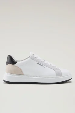 Sneakers>Woolrich Sneakers Arrow In Pelle Con Inserti In Camoscio White White