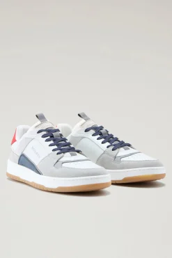 Sneakers>Woolrich Sneakers Classic Basket In Pelle Scamosciata Grey White