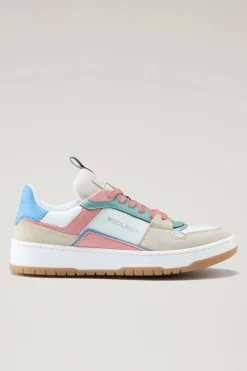 Sneakers>Woolrich Sneakers Classic Basket Multicolor In Pelle Scamosciata Beige Multicolor