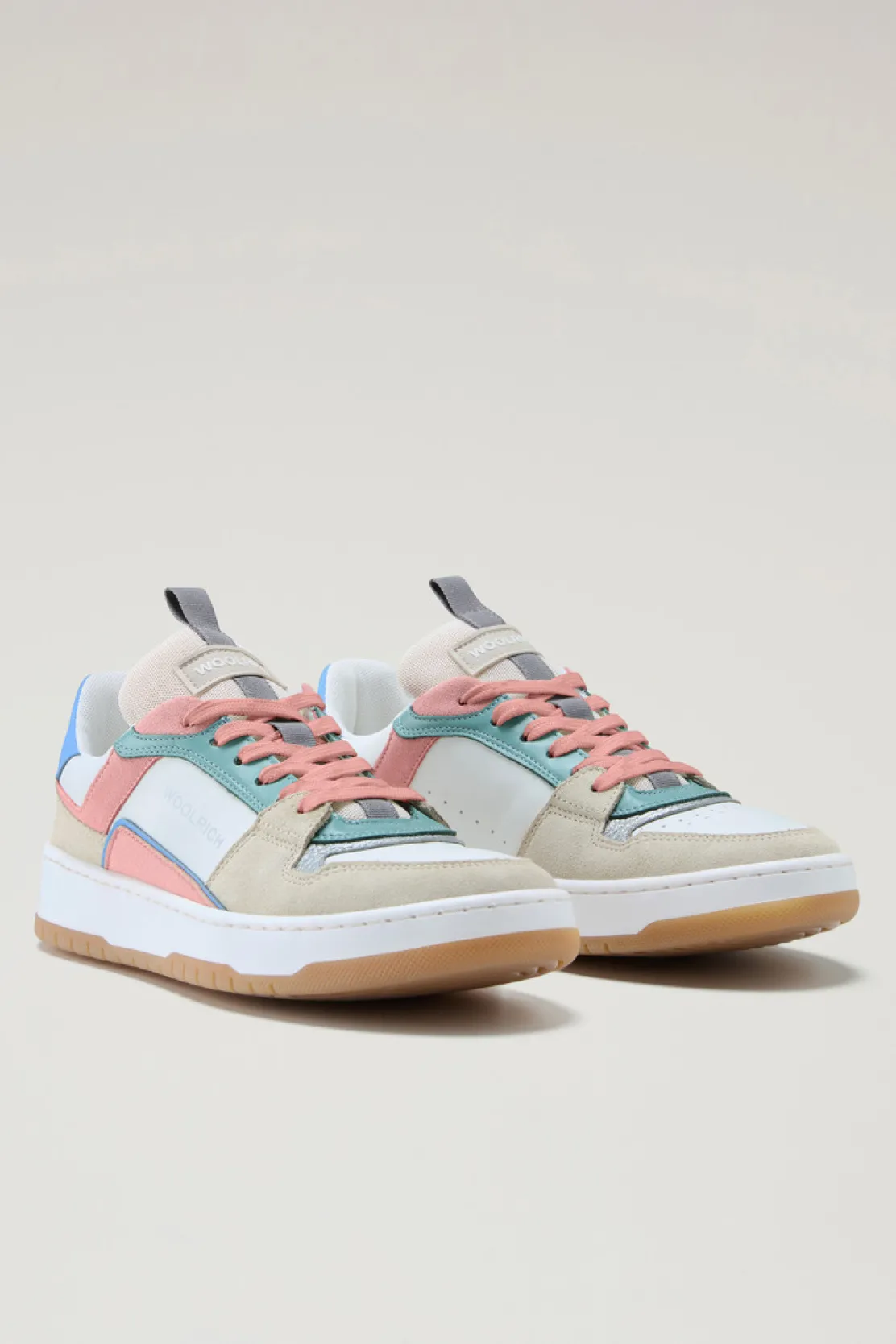 Sneakers>Woolrich Sneakers Classic Basket Multicolor In Pelle Scamosciata Beige Multicolor