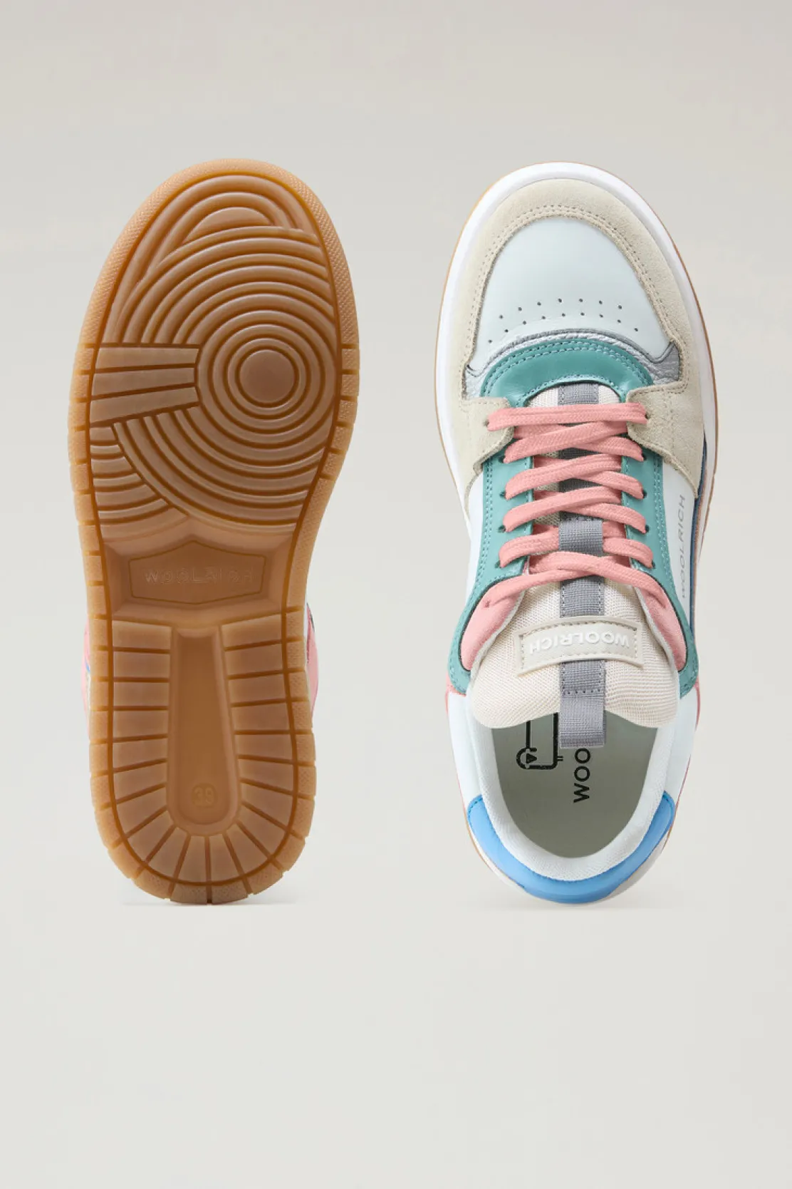 Sneakers>Woolrich Sneakers Classic Basket Multicolor In Pelle Scamosciata Beige Multicolor