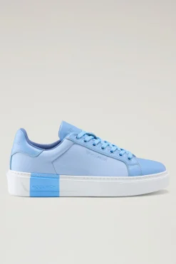 Sneakers>Woolrich Sneakers Classic Court In Tessuto Tecnico Con Dettagli In Pelle Sky Blue