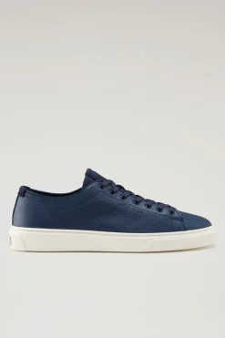 Sneakers>Woolrich Sneakers Cloud Court In Pelle Bottalata Blue