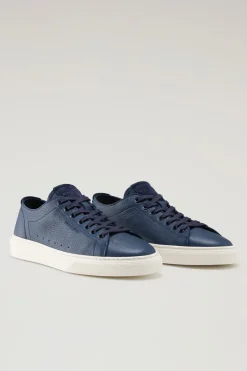 Sneakers>Woolrich Sneakers Cloud Court In Pelle Bottalata Blue