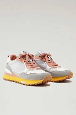 Sneakers>Woolrich Sneakers Retro In Pelle Con Dettagli In Nylon Grey Beige