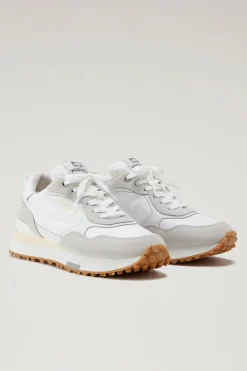 Sneakers>Woolrich Sneakers Retro In Pelle Con Dettagli In Nylon White White