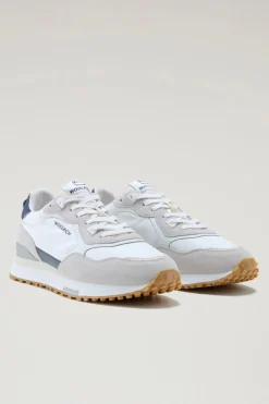 Sneakers>Woolrich Sneakers Retro In Pelle Con Dettagli In Nylon White White