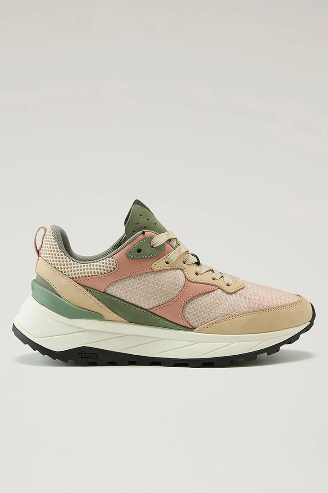 Sneakers>Woolrich Sneakers Running In Tessuto Ripstop E Nabuk Beige Coral