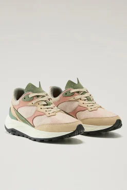 Sneakers>Woolrich Sneakers Running In Tessuto Ripstop E Nabuk Beige Coral