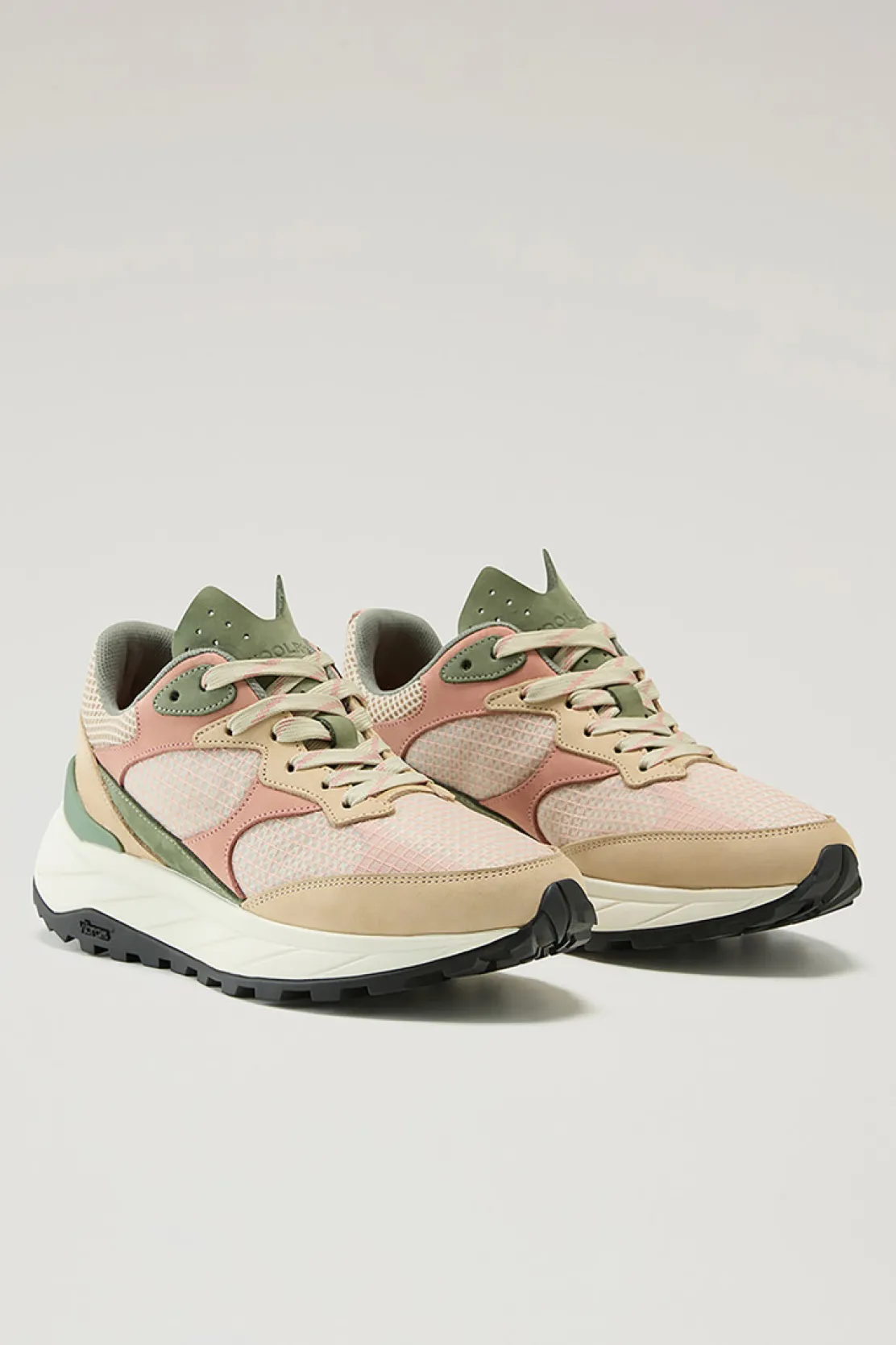 Sneakers>Woolrich Sneakers Running In Tessuto Ripstop E Nabuk Beige Coral