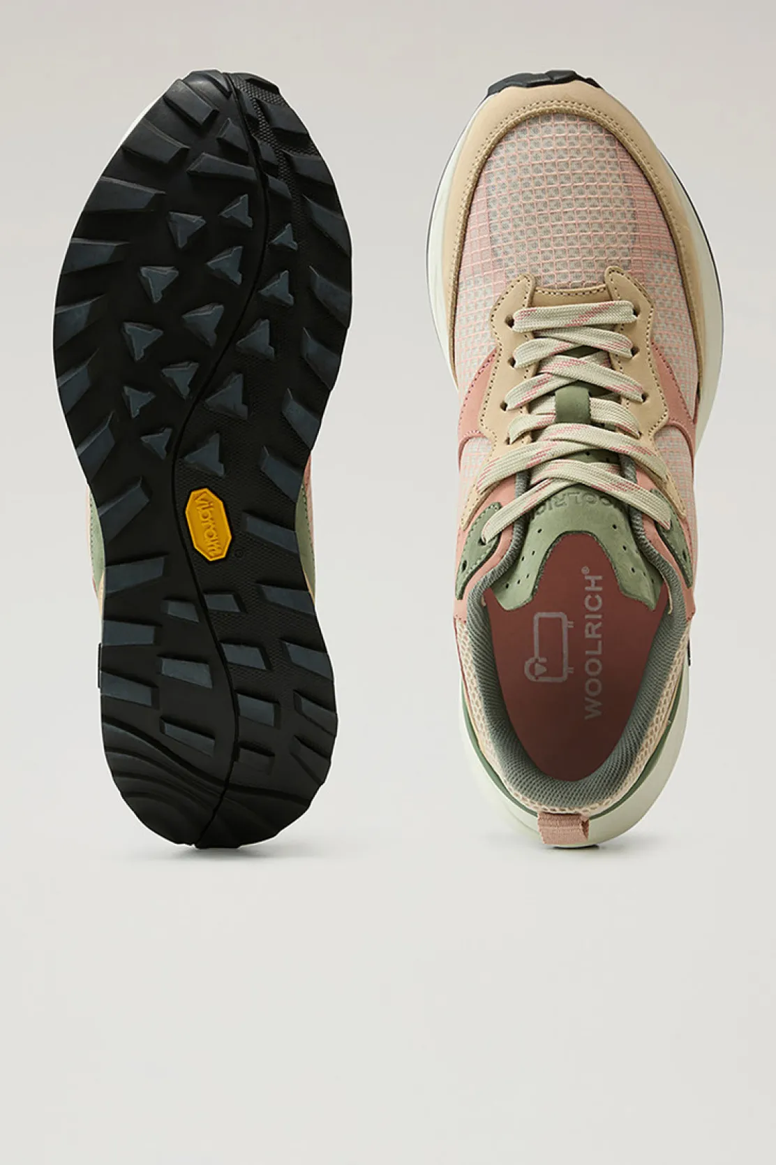 Sneakers>Woolrich Sneakers Running In Tessuto Ripstop E Nabuk Beige Coral