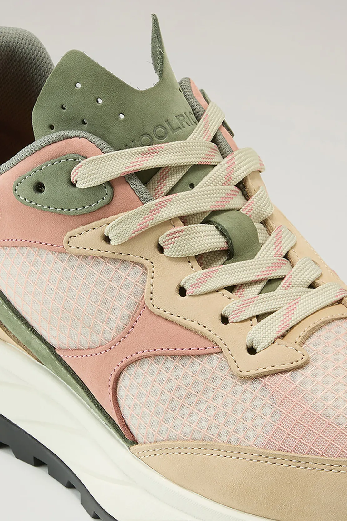 Sneakers>Woolrich Sneakers Running In Tessuto Ripstop E Nabuk Beige Coral