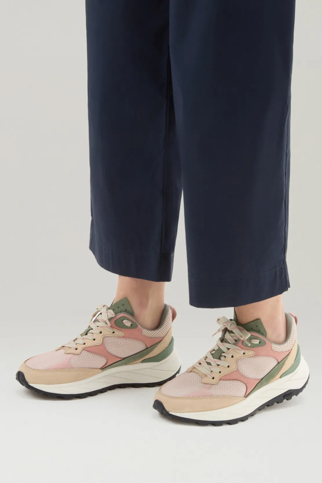 Sneakers>Woolrich Sneakers Running In Tessuto Ripstop E Nabuk Beige Coral