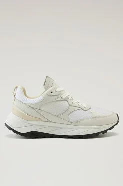 Sneakers>Woolrich Sneakers Running In Tessuto Ripstop E Nabuk White White