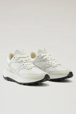 Sneakers>Woolrich Sneakers Running In Tessuto Ripstop E Nabuk White White