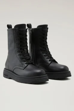 Anfibi>Woolrich Stivaletti New City In Pelle Bottalata Black