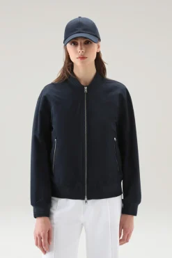 Bomber|Giacche>Woolrich Summer Bomber In Urban Touch Melton Blue