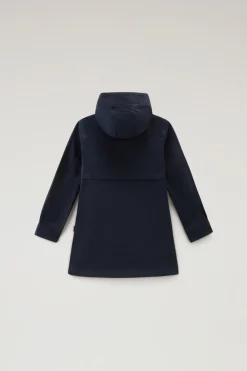 Giacche>Woolrich Summer Parka Da Bambina In Urban Touch Melton Blue