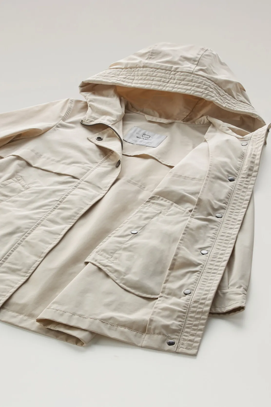 Giacche>Woolrich Summer Parka Da Bambina In Urban Touch Light Oak