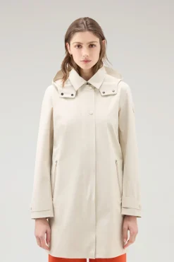 Cappotti|Impermeabili>Woolrich Trench In Nylon High Tech Con Cappuccio Staccabile Light Oak