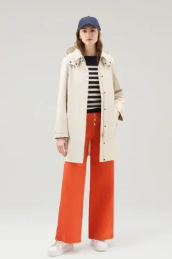 Cappotti|Impermeabili>Woolrich Trench In Nylon High Tech Con Cappuccio Staccabile Light Oak