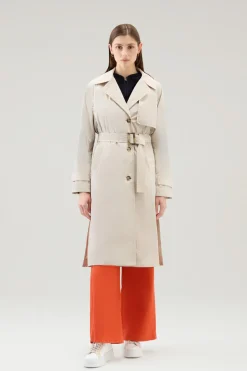Cappotti>Woolrich Trench In Tessuto Urban Touch Con Cintura Light Oak