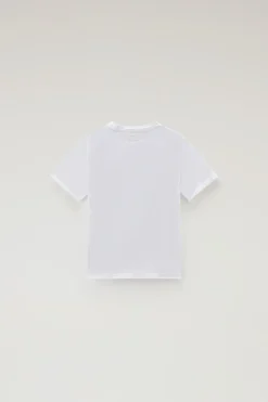 Abbigliamento>Woolrich T-shirt Da Bambino In Puro Cotone Con Ricamo Bright White