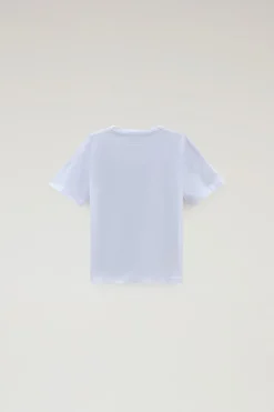 Abbigliamento>Woolrich T-shirt Da Bambino In Puro Cotone Con Stampa Grafica Bright White
