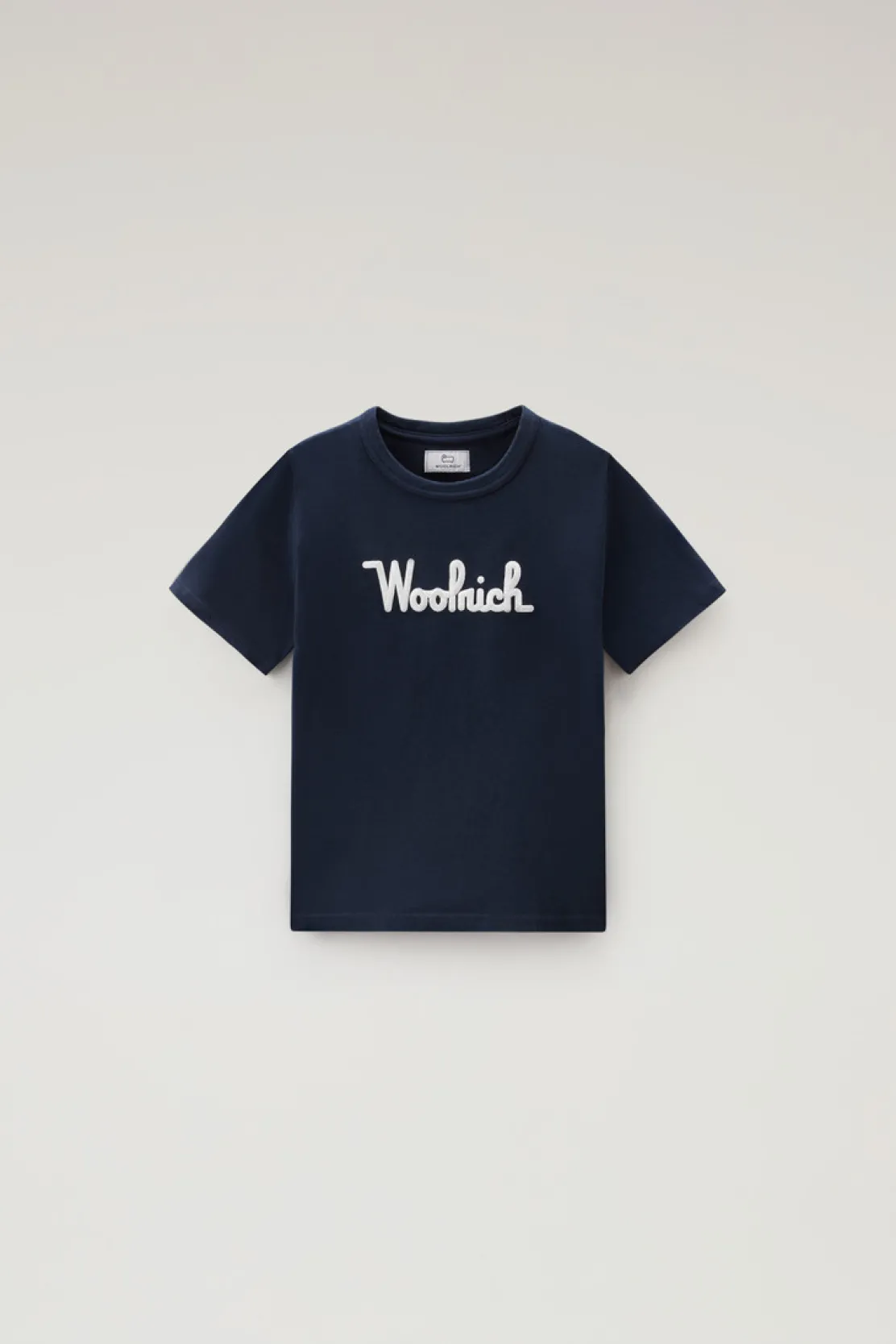 Abbigliamento>Woolrich T-shirt Da Bambino In Puro Cotone Con Ricamo Melton Blue