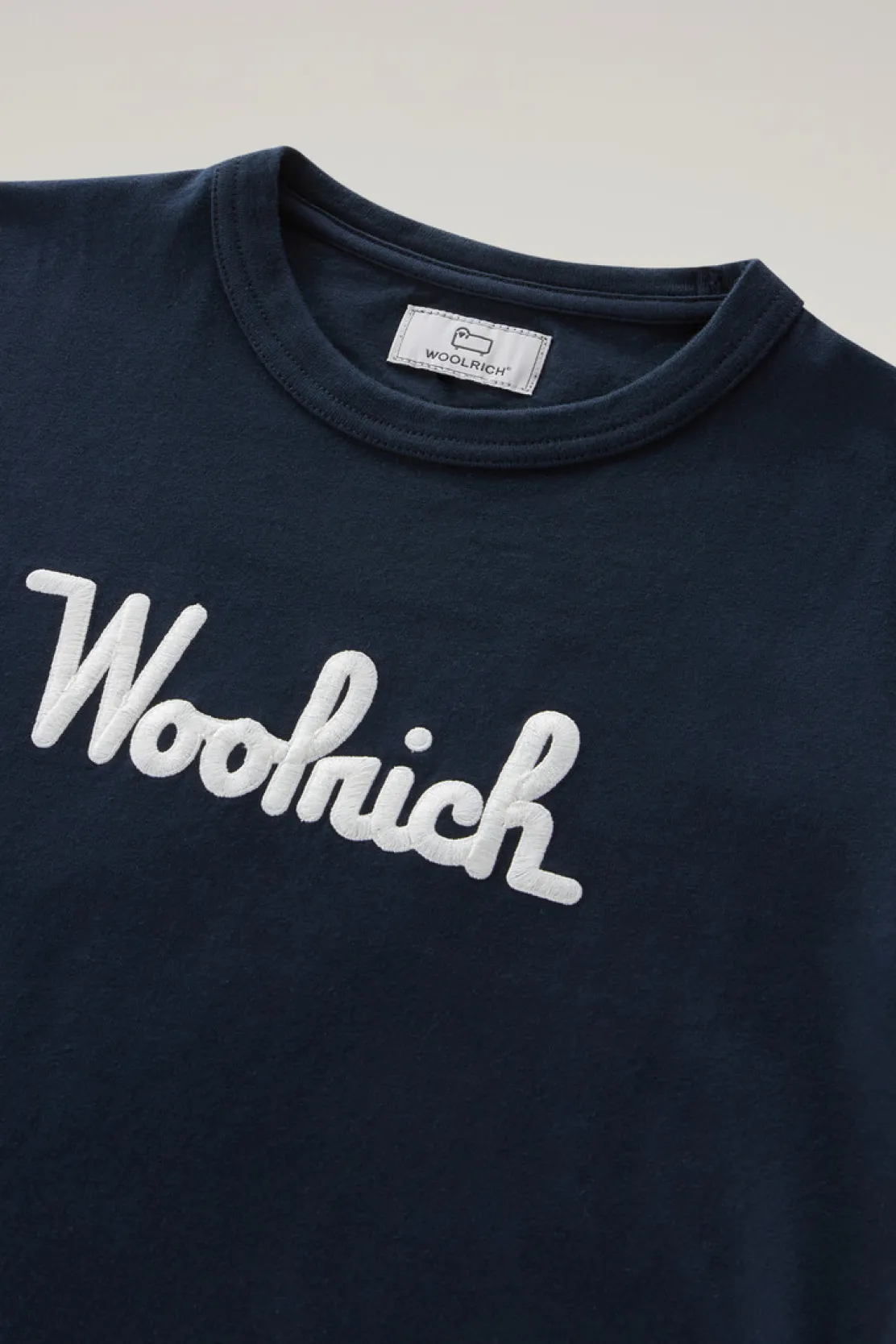Abbigliamento>Woolrich T-shirt Da Bambino In Puro Cotone Con Ricamo Melton Blue