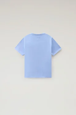 Abbigliamento>Woolrich T-shirt Da Bambino In Puro Cotone Con Stampa Grafica Sea Breeze