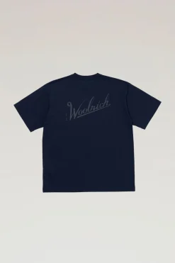 Outdoor Label Designed in Japan|T-shirt>Woolrich T-shirt In COOLMAX Con Stampa Navy