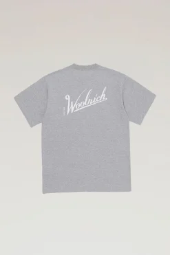 Outdoor Label Designed in Japan|T-shirt>Woolrich T-shirt In COOLMAX Con Stampa Grey