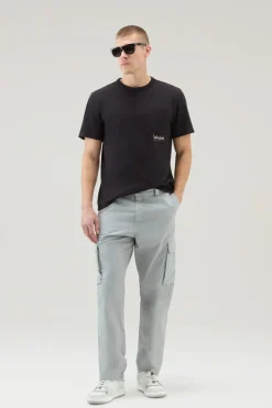 T-shirt>Woolrich T-shirt In Puro Cotone Con Stampa Trail Black