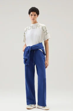 T-shirt e polo>Woolrich T-shirt In Puro Cotone Con Maxi Stampa Plaster White