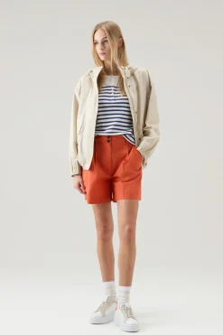 T-shirt e polo>Woolrich T-shirt Serafino In Puro Cotone A Righe Twilight Blue Stripe