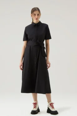 Vestiti e gonne>Woolrich Vestito Chemisier In Popeline Di Puro Cotone Black