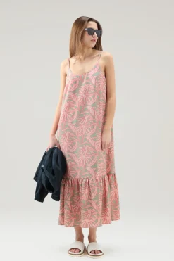 Vestiti e gonne>Woolrich Vestito Con Stampa Tropical Coral Sand Flower