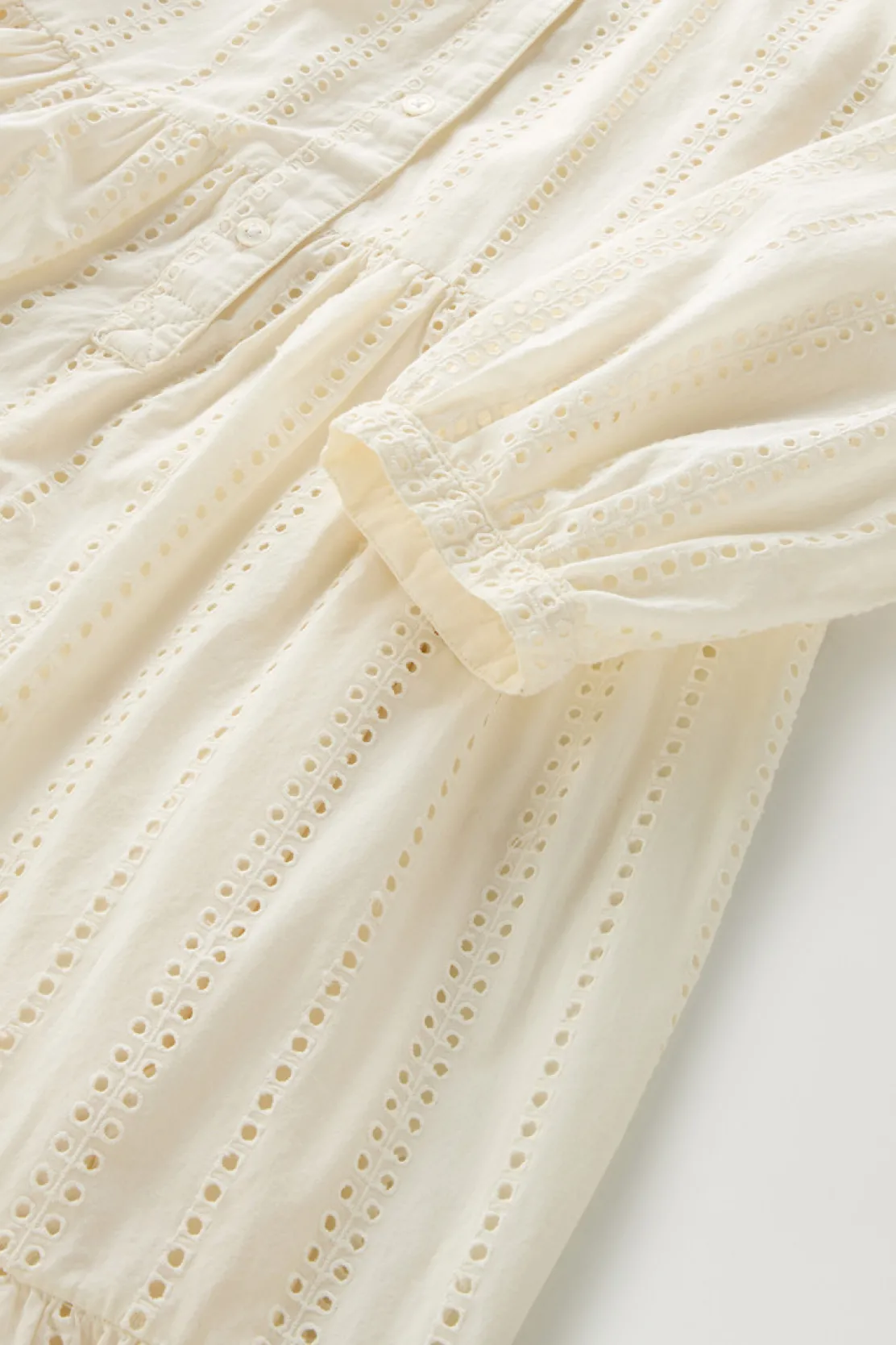 Vestiti e gonne>Woolrich Vestito Corto In Puro Cotone Ricamato Plaster White