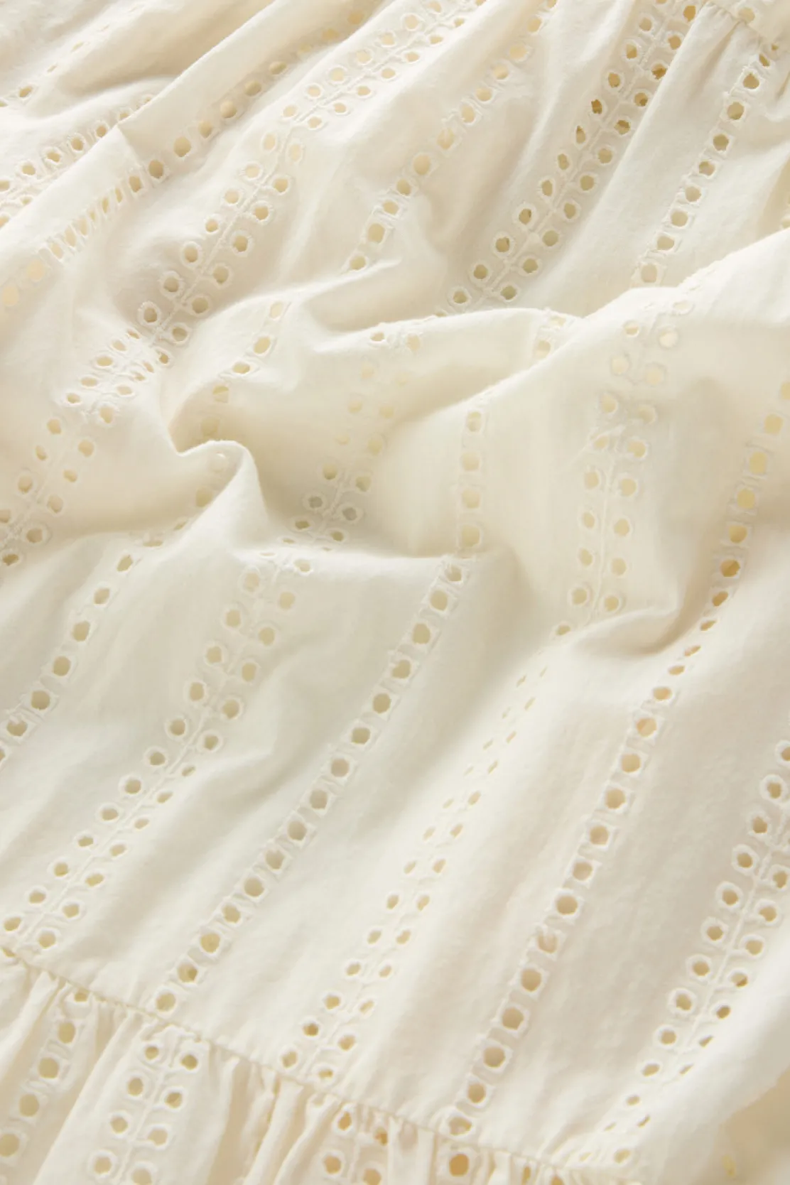 Vestiti e gonne>Woolrich Vestito Corto In Puro Cotone Ricamato Plaster White