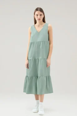 Vestiti e gonne>Woolrich Vestito In Popeline Di Puro Cotone Sage